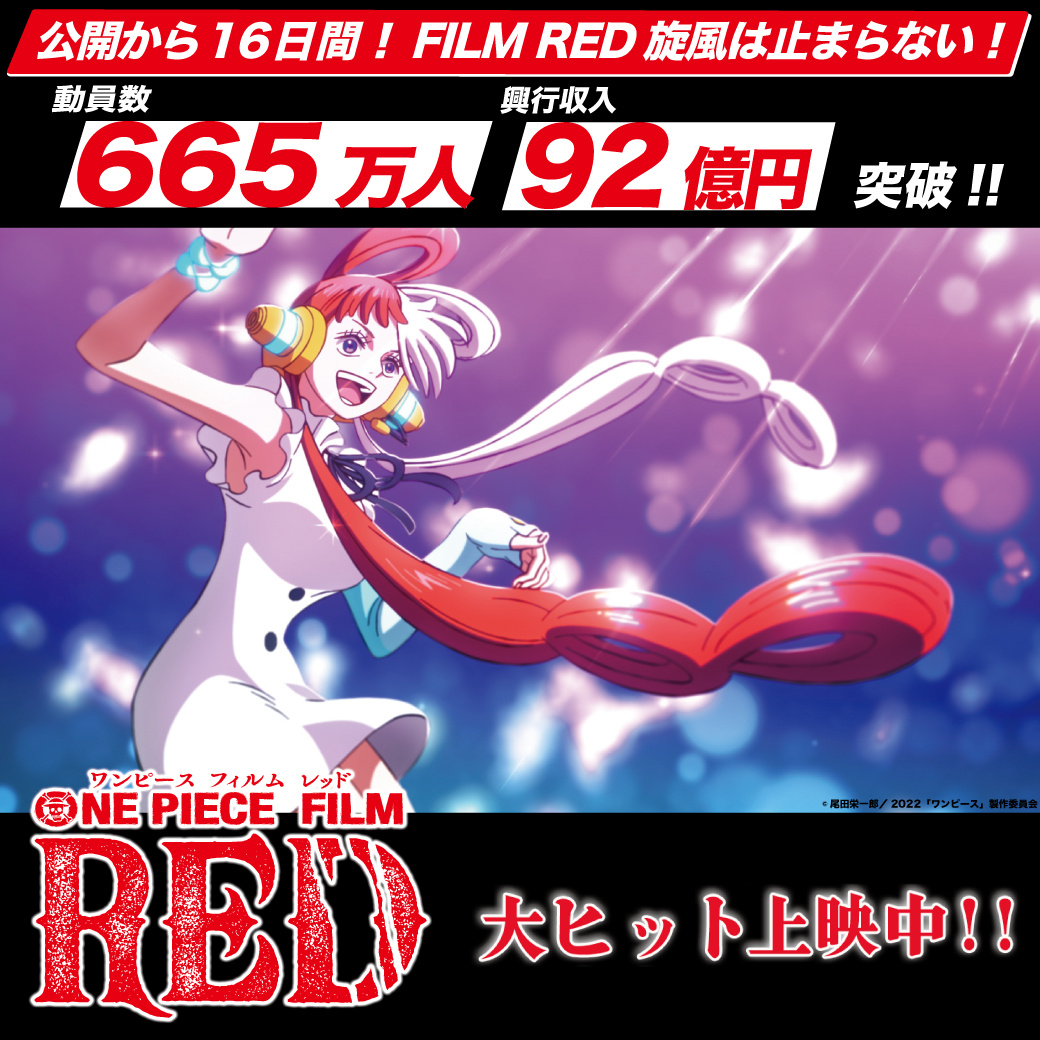 《海賊王：紅發歌姬》就已經達到了92億日元、觀影人數665萬人！插圖